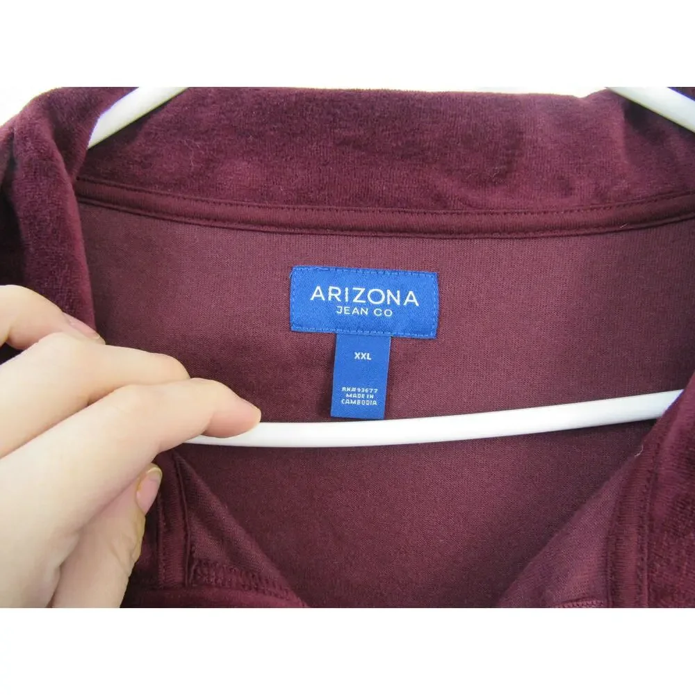 NWT Arizona Jean Co. XXL Men’s Retro Velour Mock Neck Sweatshirt Autumn Burgundy